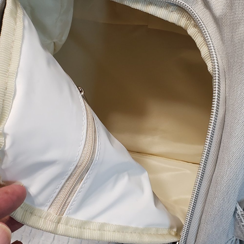 NWT AMILLIARDI Diaper bag backpack gray canvas - Picture 9 of 14